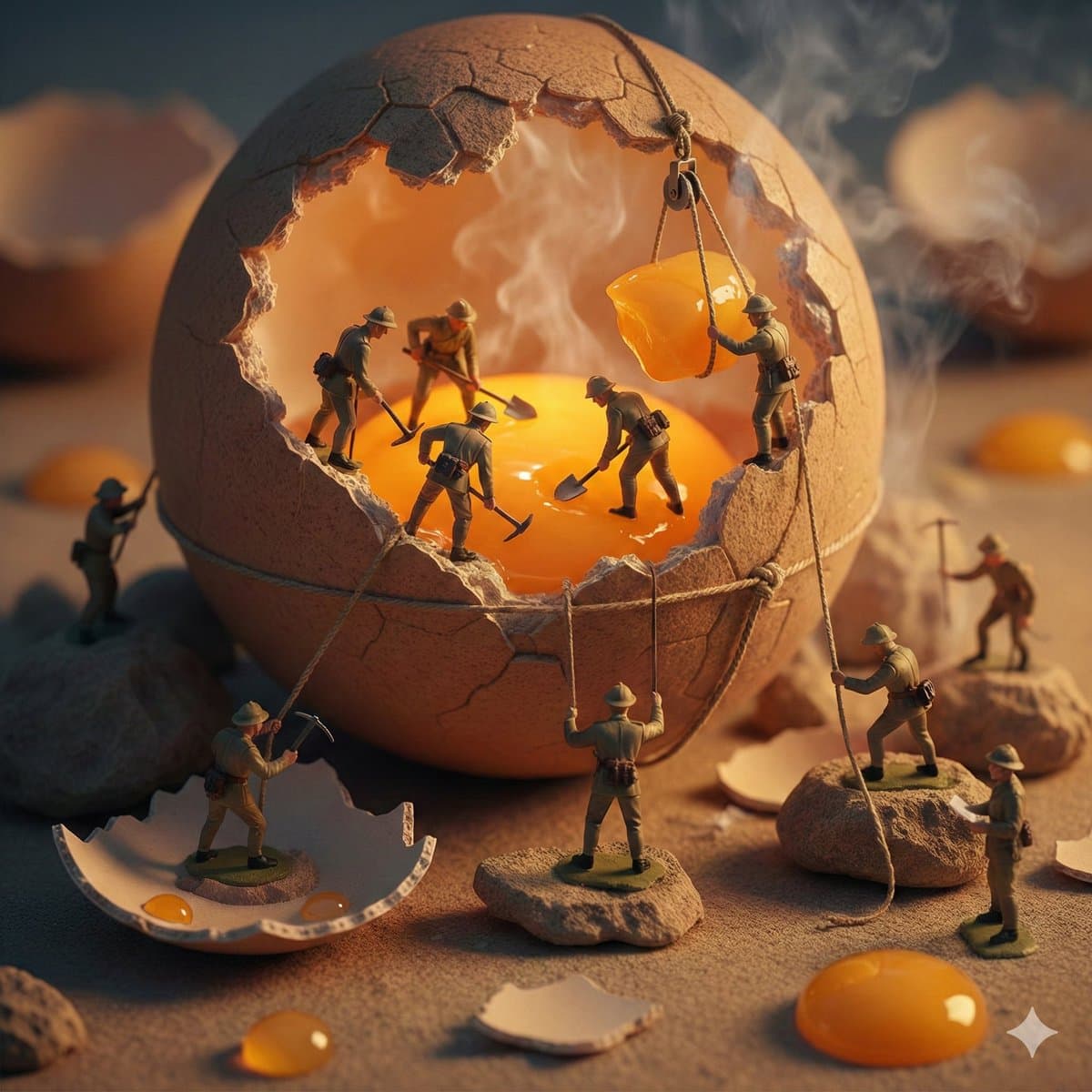 Miniature Toy Soldiers on a Giant Eggshell — example 2