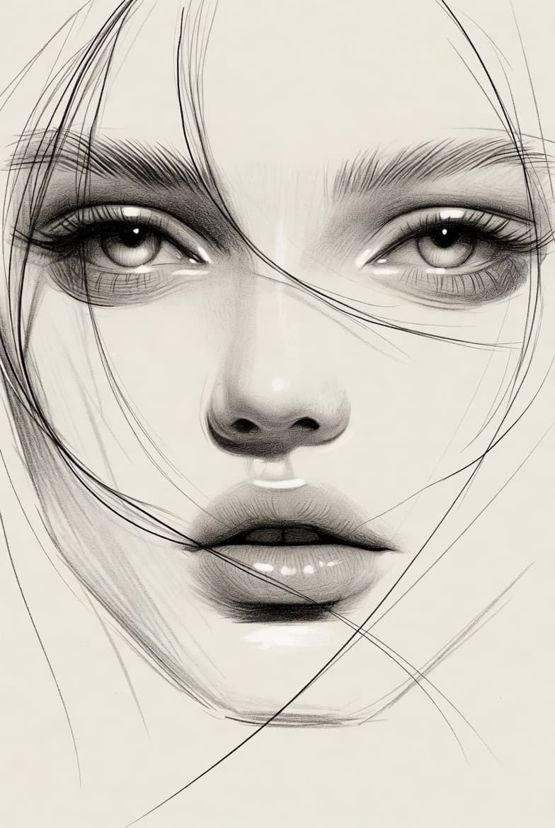 Minimalist Pencil Sketch Portrait — example 2