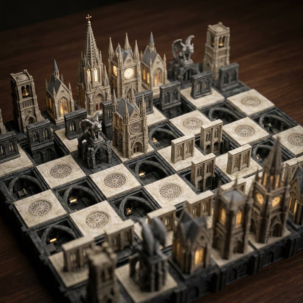 Custom Architectural Chessboard Diorama Prompt Template — example 1