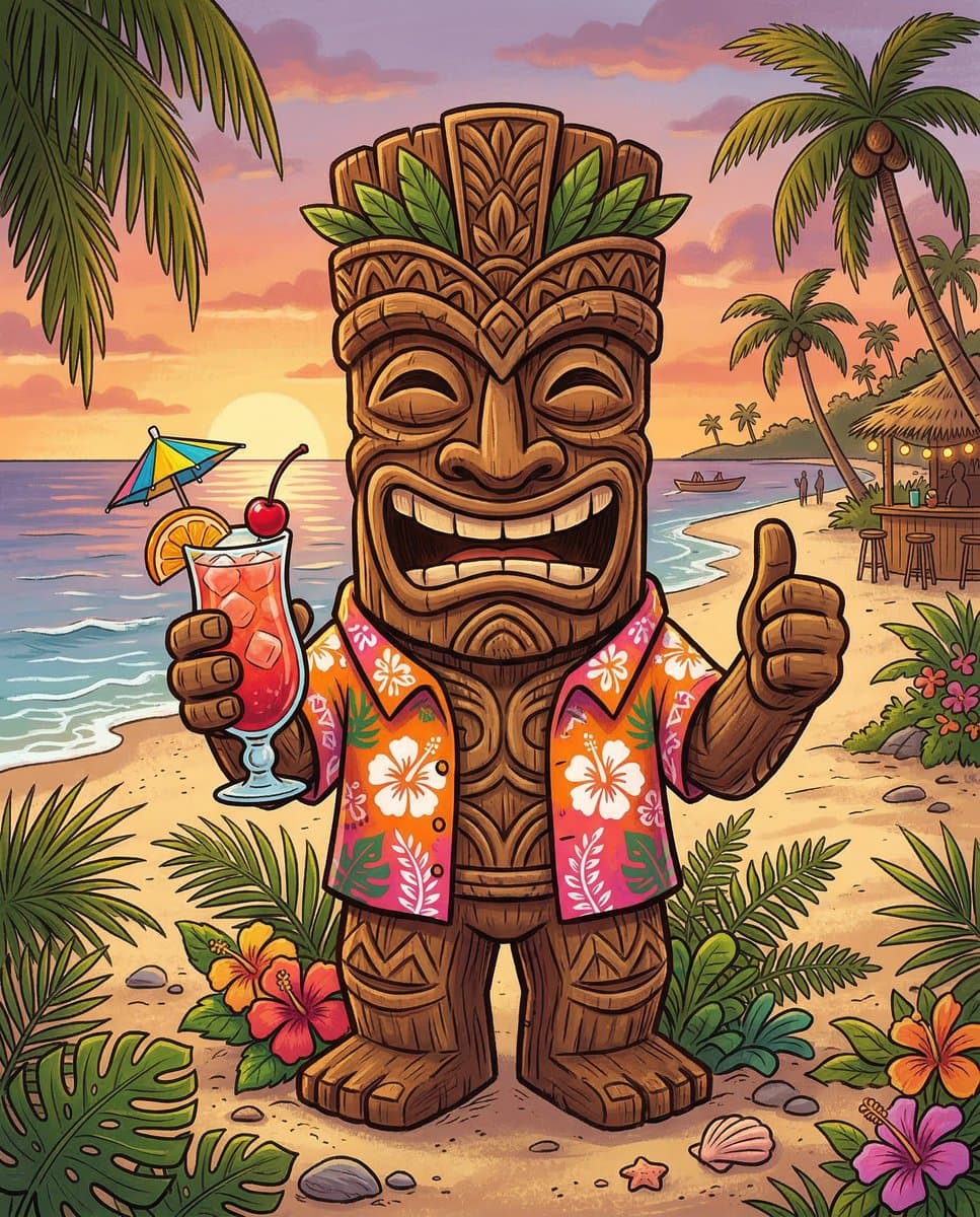 Cartoon Tiki Statue Prompt for Nano Banana 2 — example 1