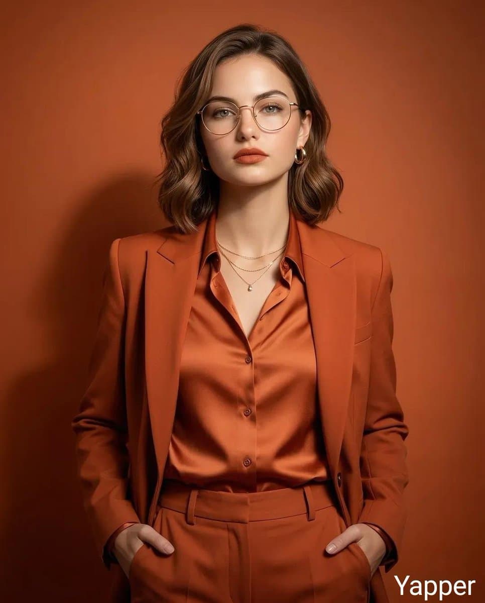 Monochromatic Burnt-Orange Fashion Portrait — example 1