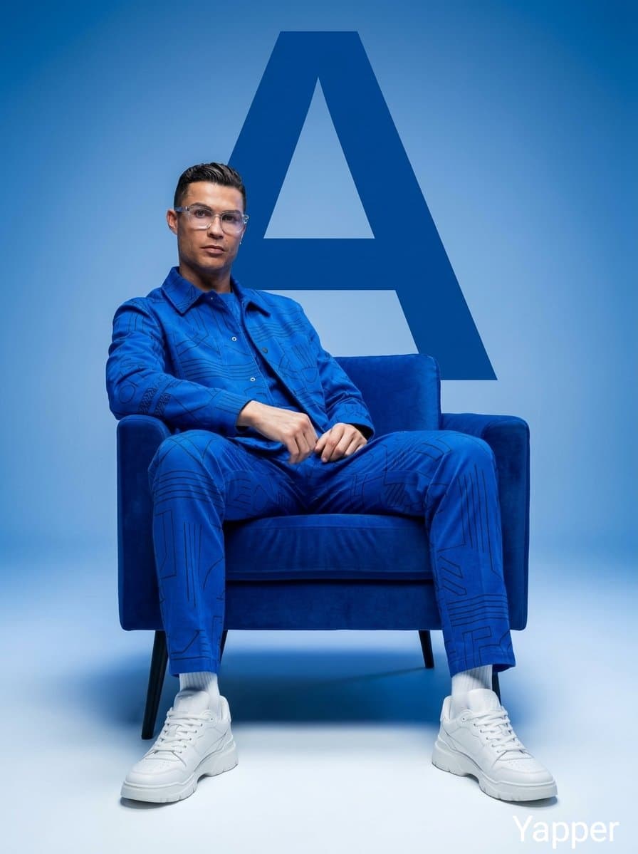 Minimalist Cobalt-Blue Fashion Studio Shoot — example 1