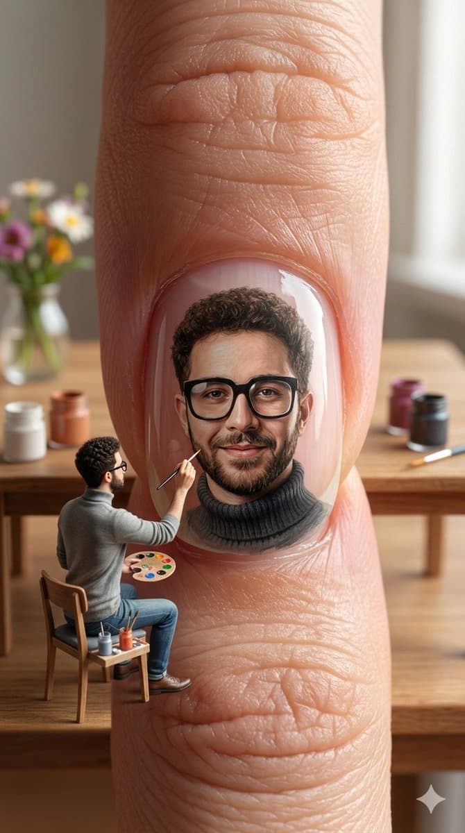 Miniature Artist on Giant Fingernail — example 2