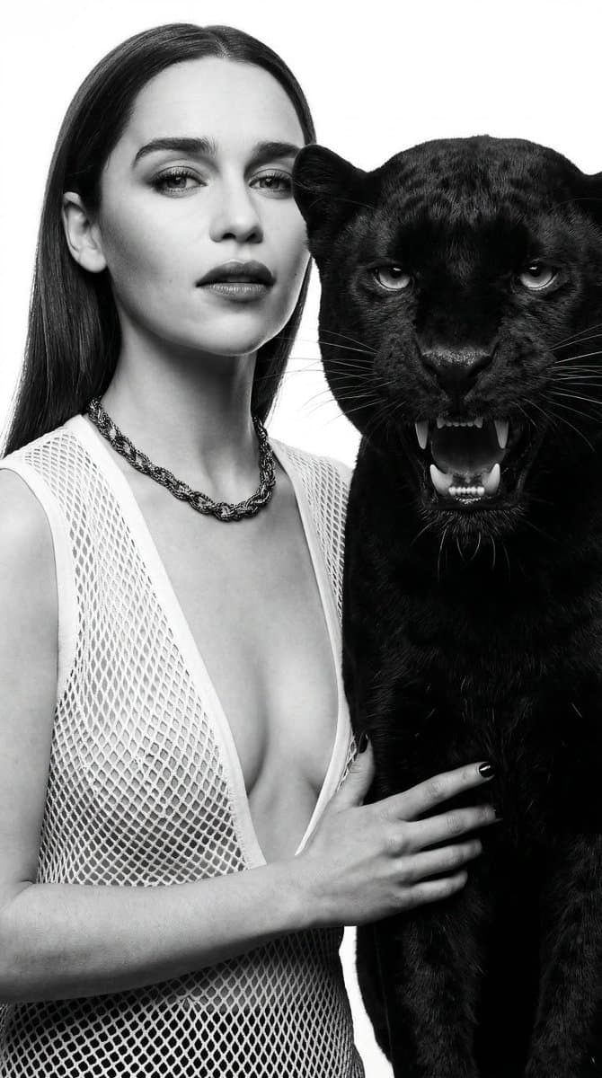 Black and White Panther and Woman Editorial Portrait — example 1