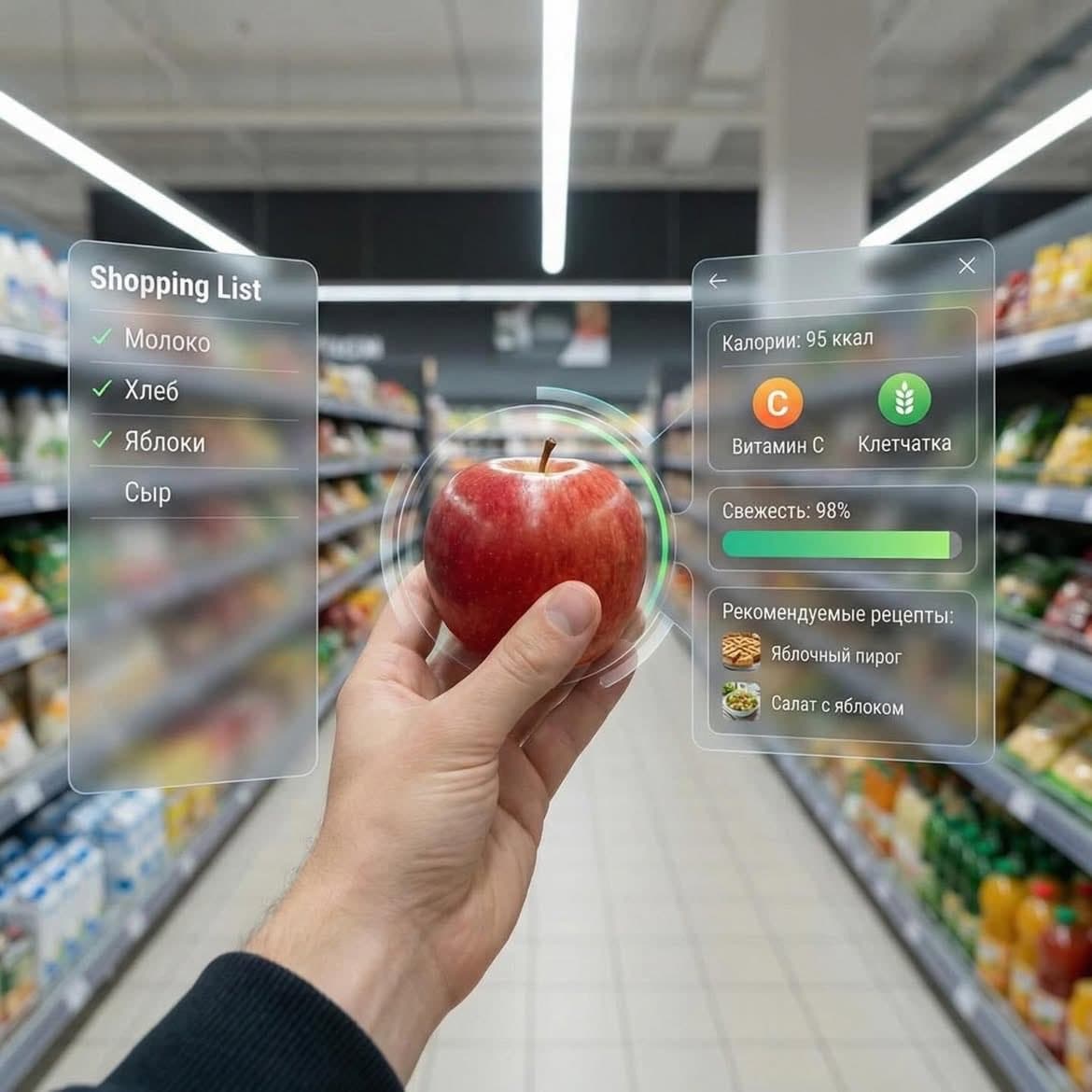 Augmented Reality UI Overlays on Food Items — example 2