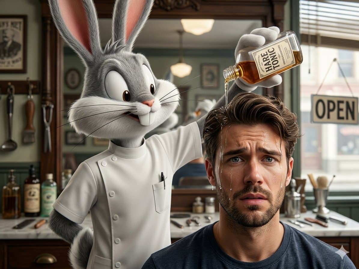 Hyper-Realistic Bugs Bunny Barber Scene — example 1