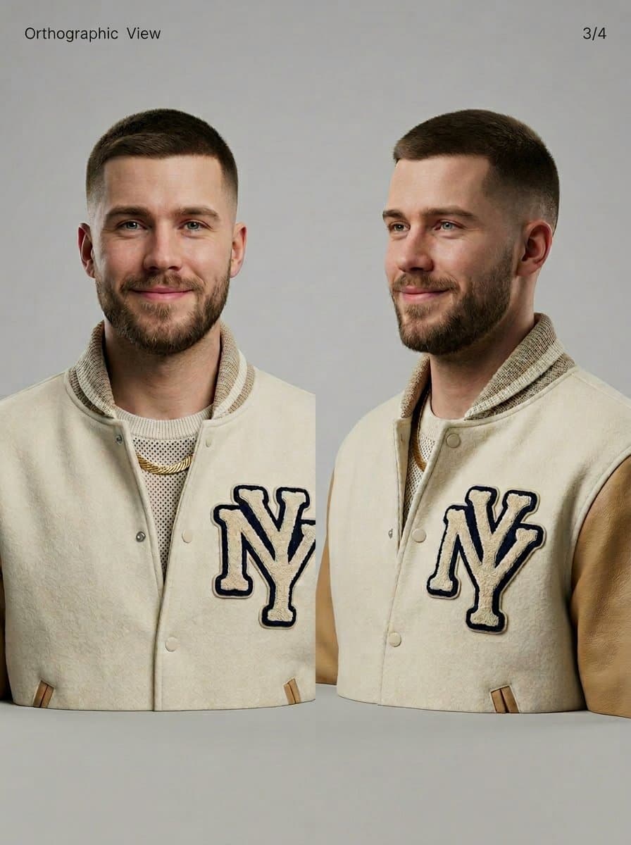 3D Character Sheet for Varsity Jacket Prompt — example 1