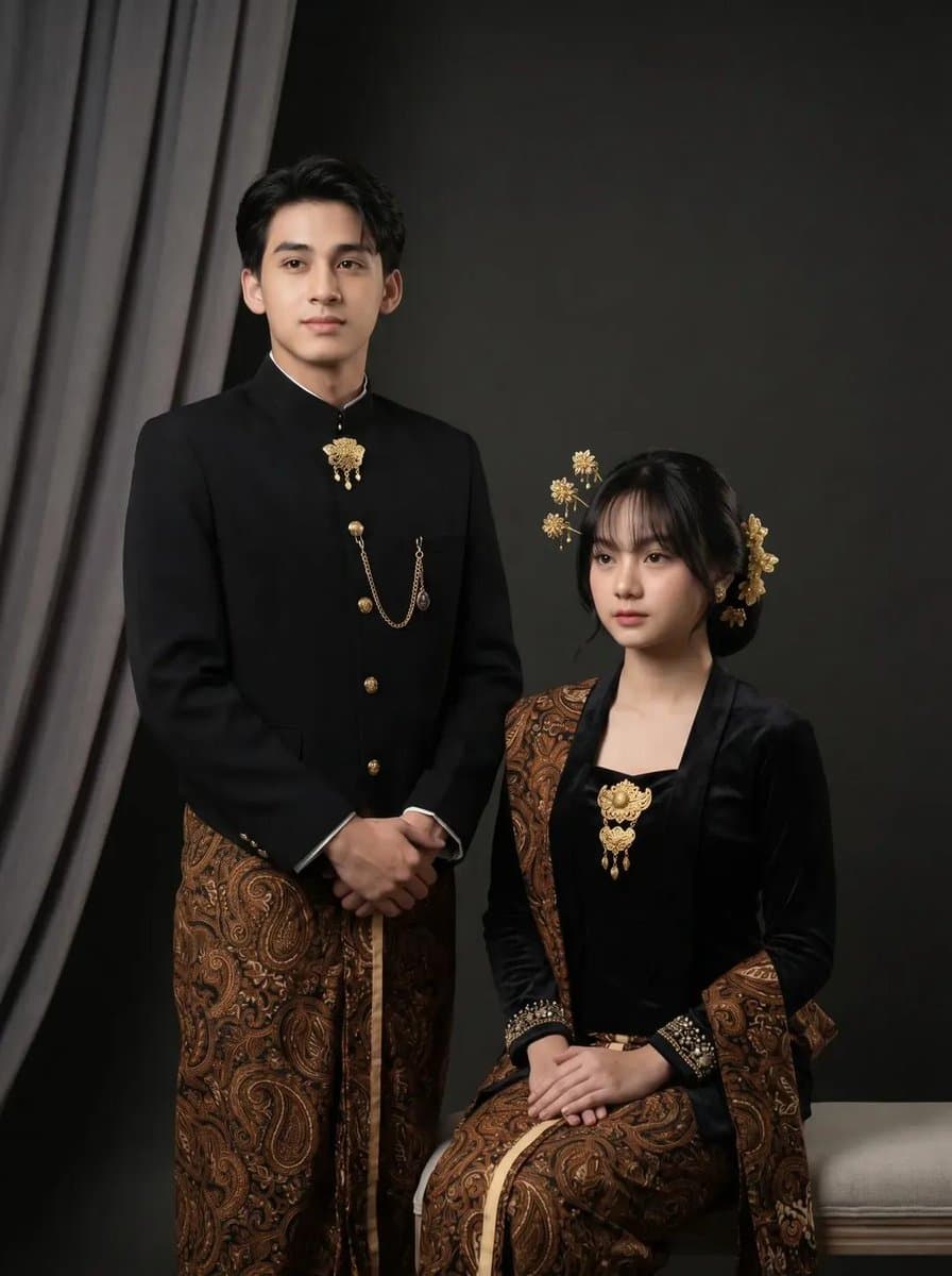 Traditional Javanese Couple Studio Portrait — example 1