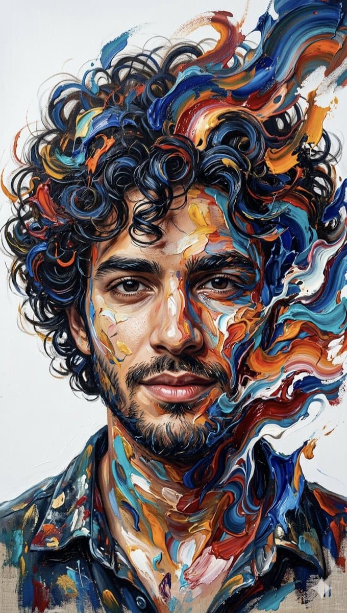 Abstract Impasto Portrait Prompt — example 1