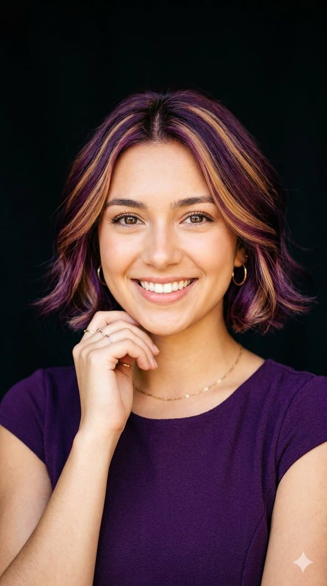Radiant Purple Bob Portrait — example 1