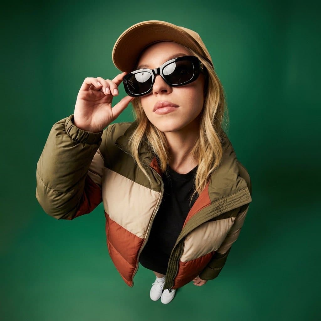High-Angle Editorial Fashion Portrait — example 1