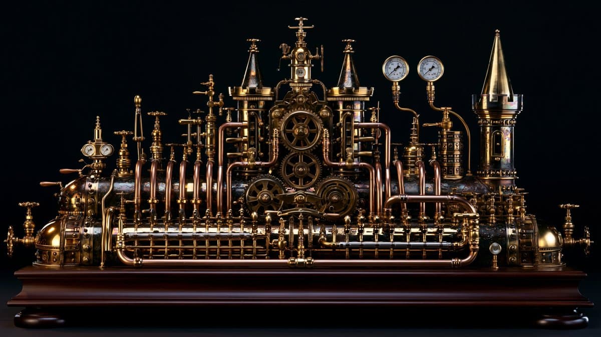 Intricate Steampunk Mechanical Sculpture — example 1