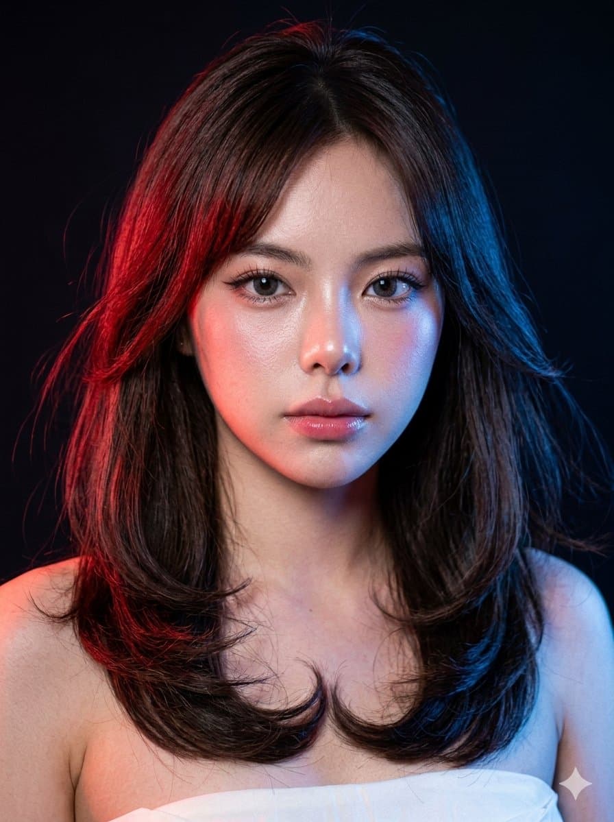 Neon Gel Lighting Studio Portrait — example 1
