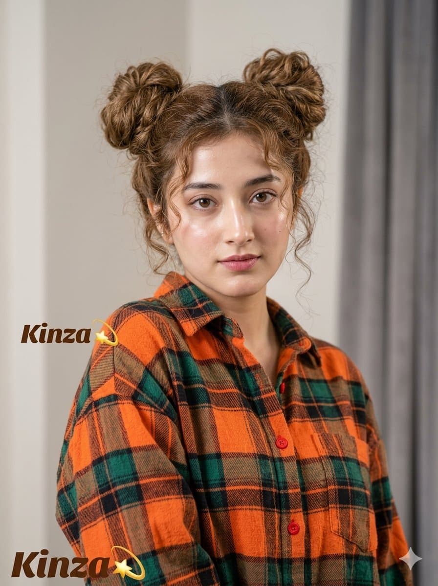 Playful Space Buns Portrait — example 1
