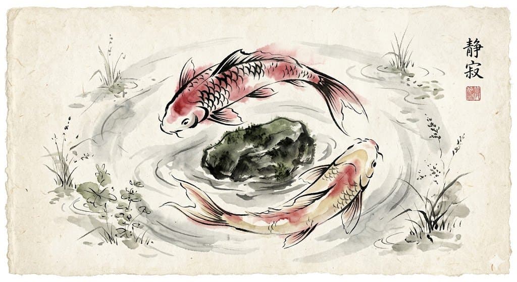 Sumi-e Style Koi Painting — example 1