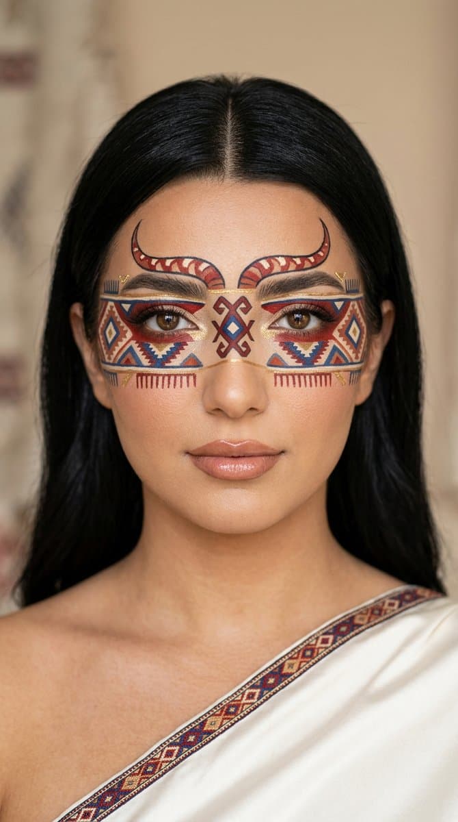Anatolian Kilim Motif Makeup Art