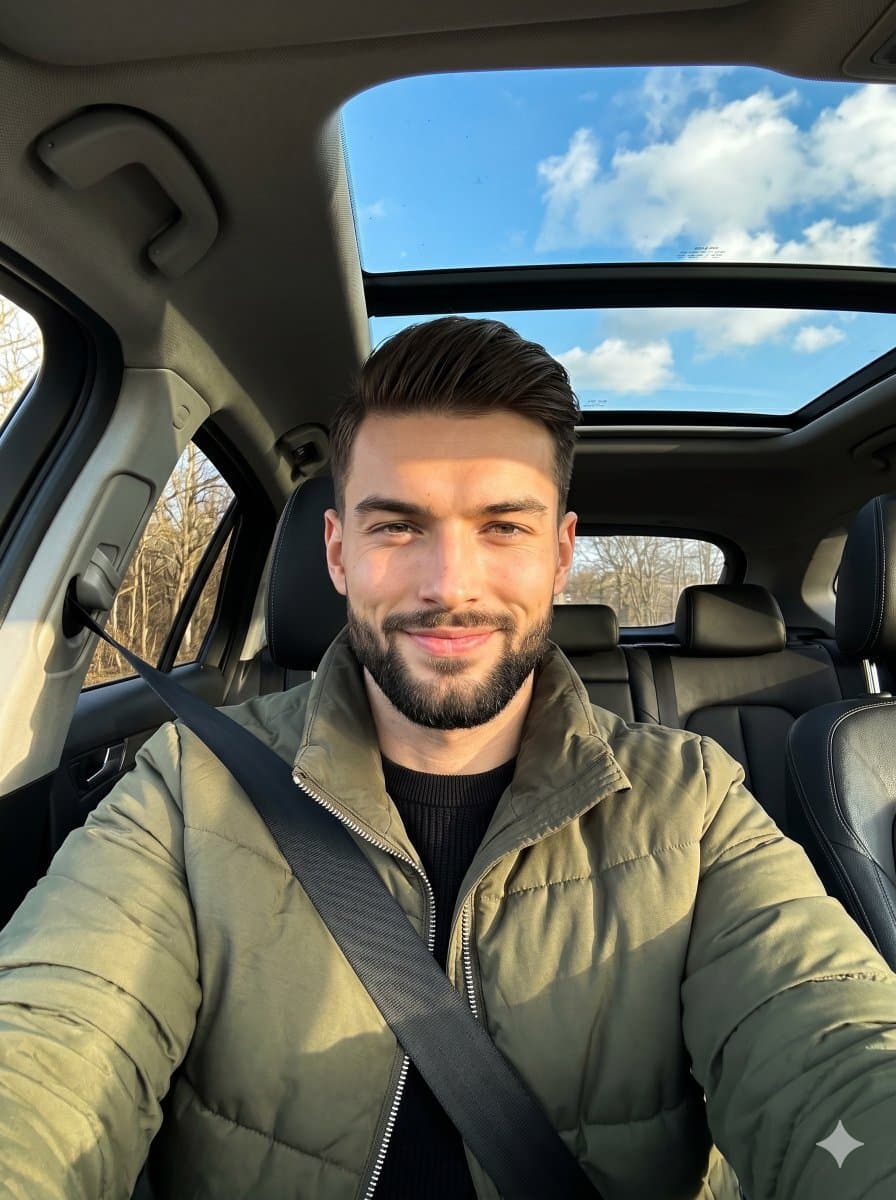 Golden Hour Car Driver Portrait — example 1