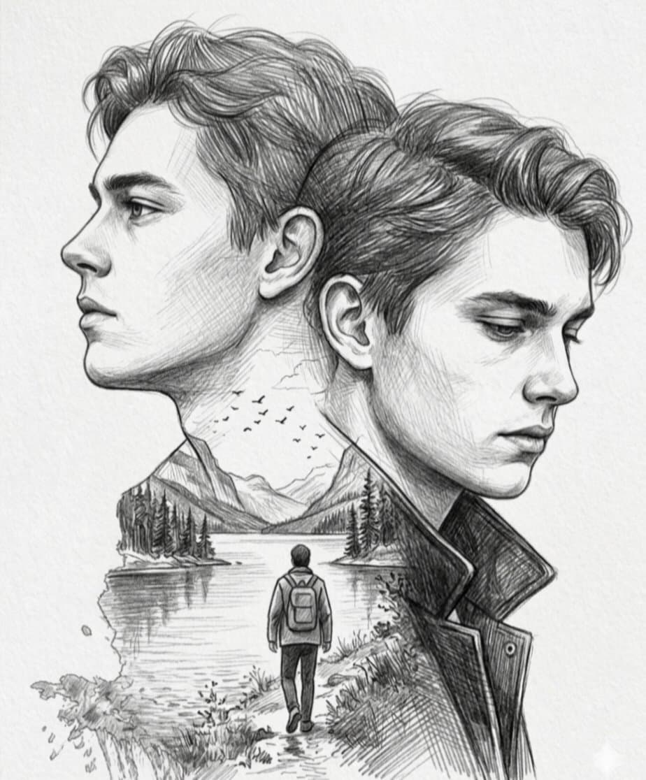 Double Exposure Pencil Sketch — example 1