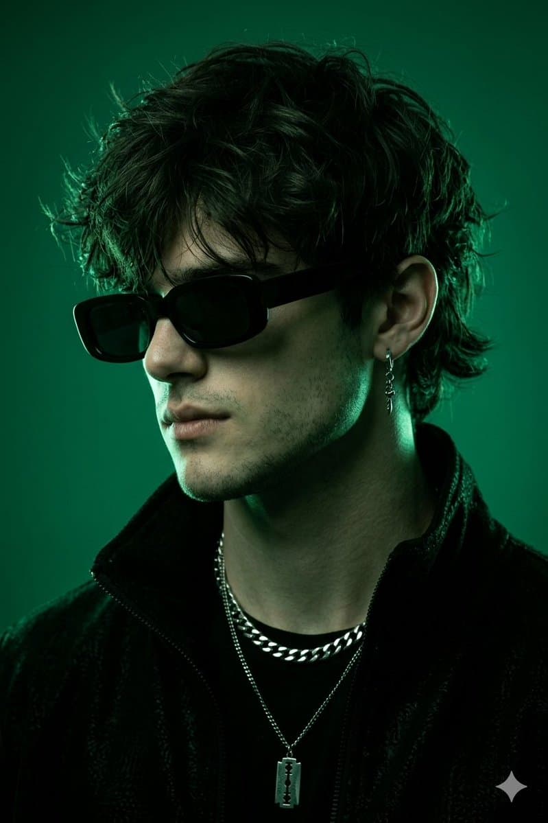 Emerald Monochromatic Male Portrait — example 1