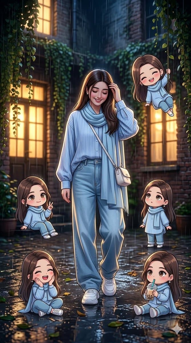 Anime Portrait with Chibi Characters β example 1