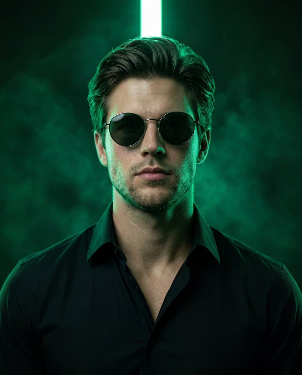 Emerald Neon Editorial Portrait — example 1