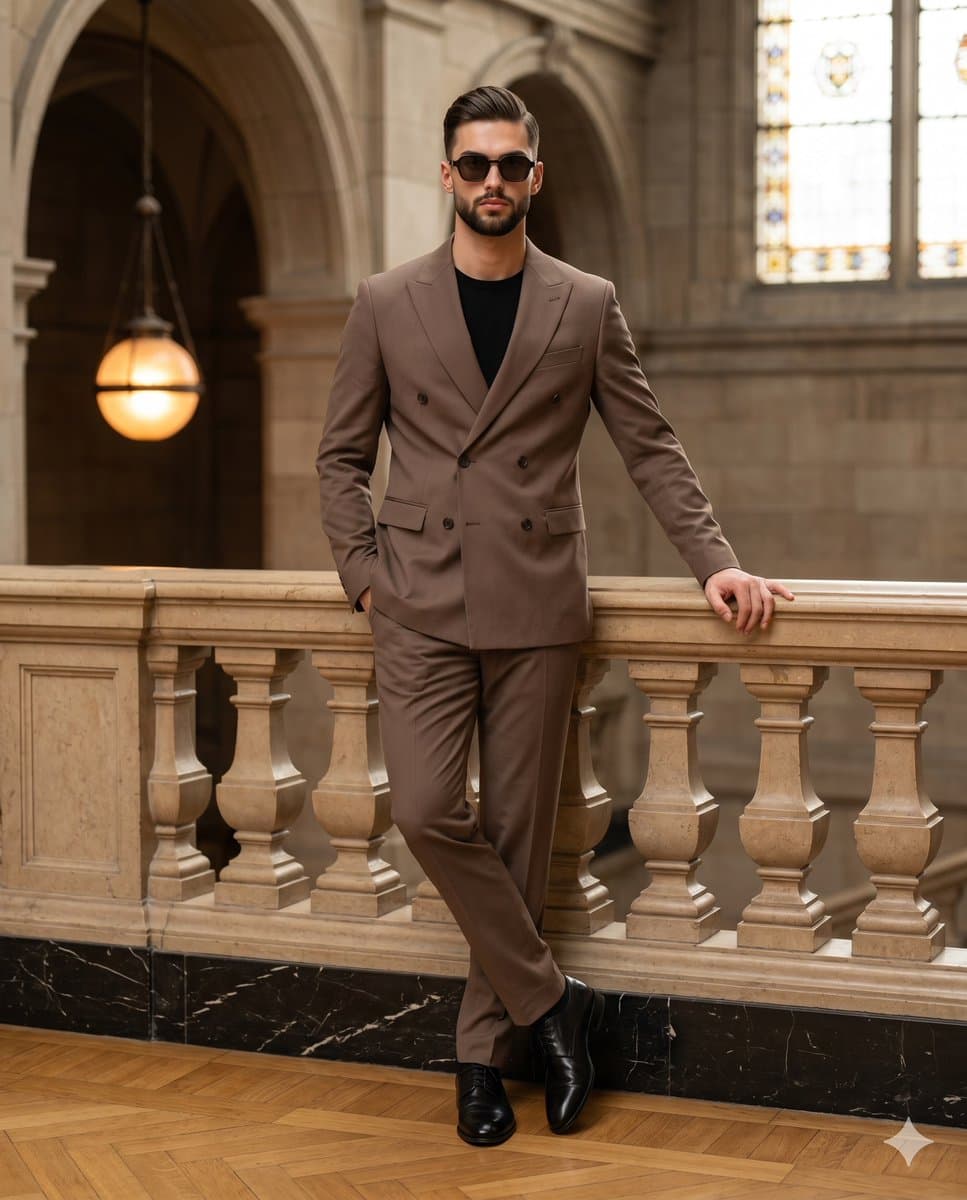 Mocha Suit Editorial Portrait — example 1