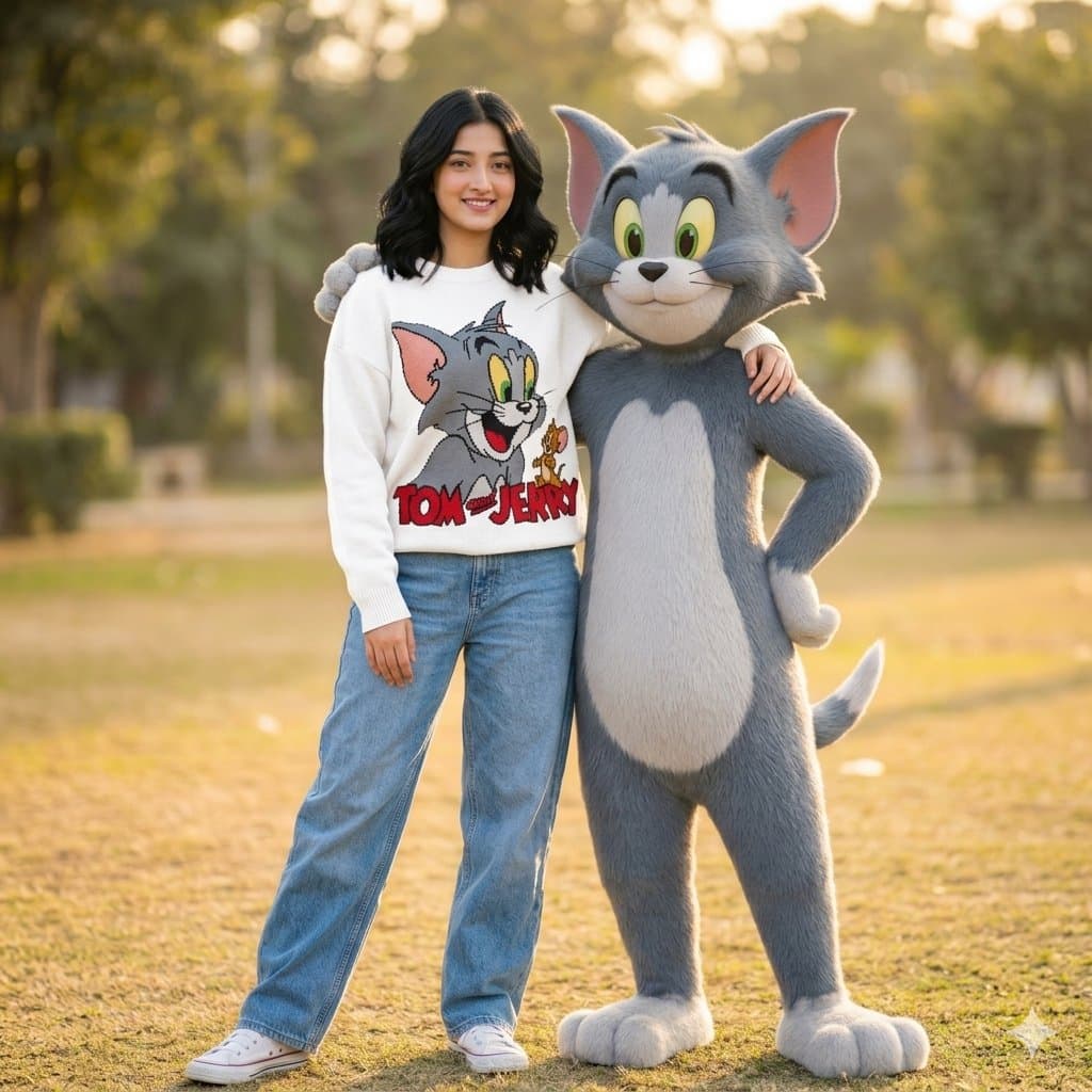 Fashion Photography with Cartoon Companion β example 1