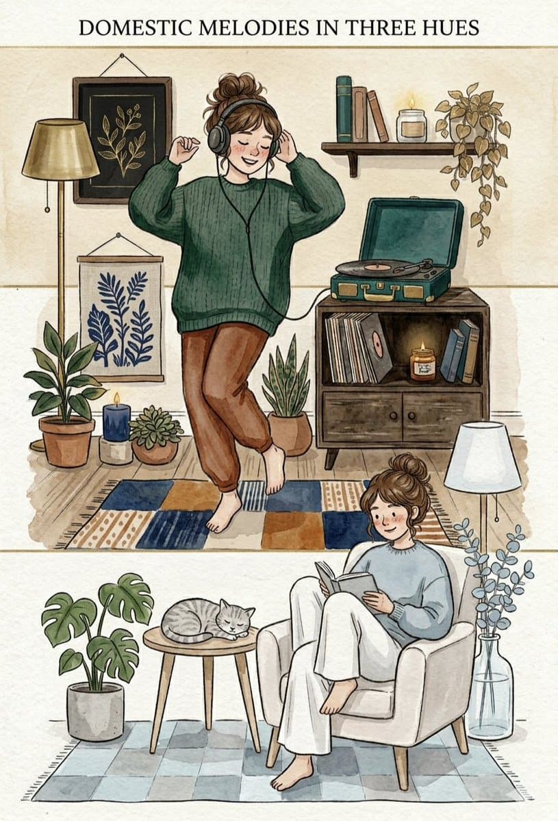 Domestic Melodies Watercolor Illustration — example 2