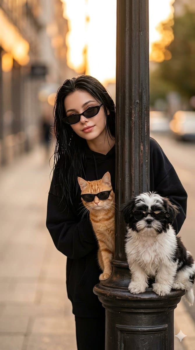 Stylish Trio City Street Portrait — example 1