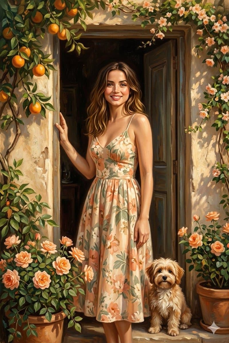 Mediterranean Doorway Painterly Portrait — example 1