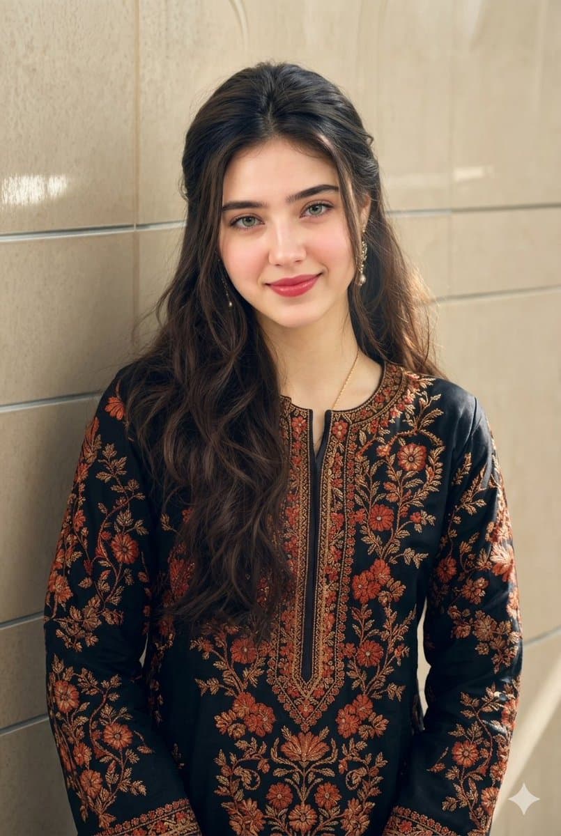 Ethnic Floral Dress Portrait — example 1