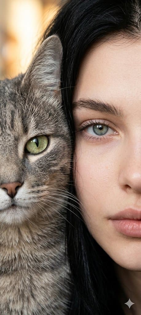 Human-Pet Split Face Portrait — example 1