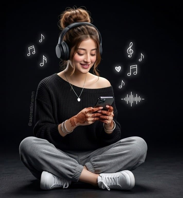 3D Anime Girl with Headphones β example 1