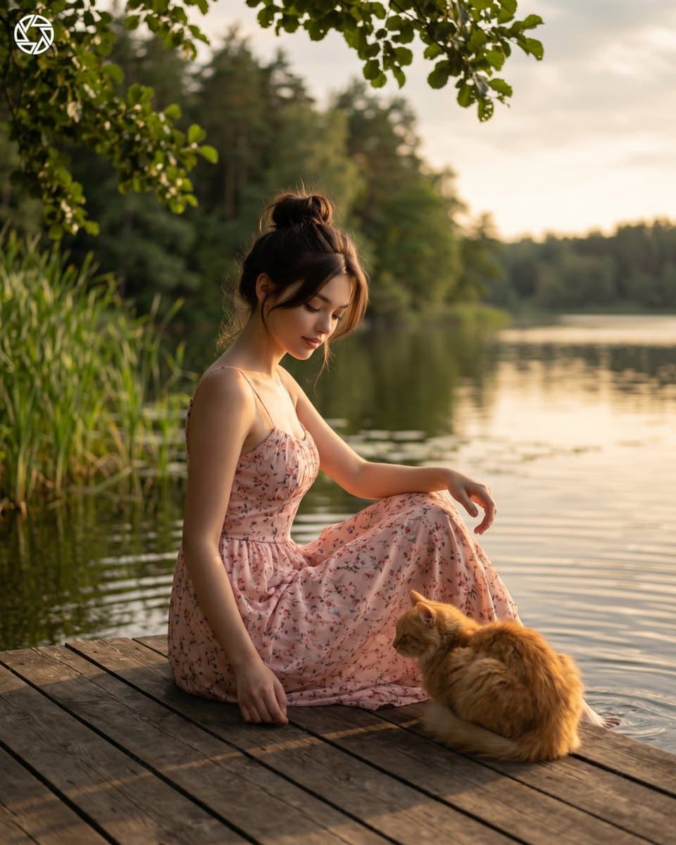 Cinematic Lakeside Identity Portrait — example 1