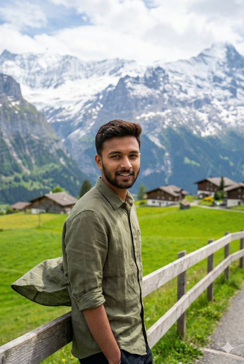 Serene Mountain Trail Portrait — example 1