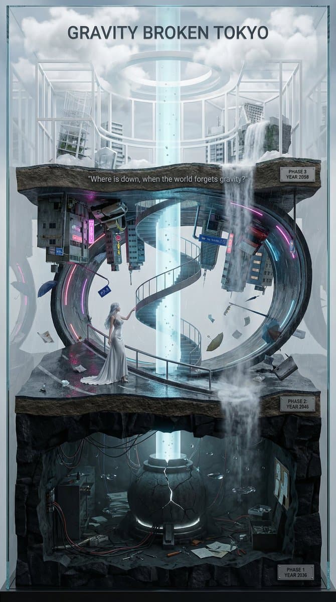 Vertical Layered Diorama Concept Art Prompt for Sci-Fi Film — example 1