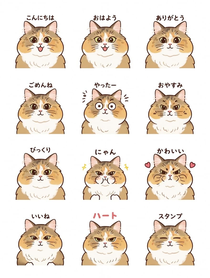 LINE Sticker Sheet Generation Prompt — example 1