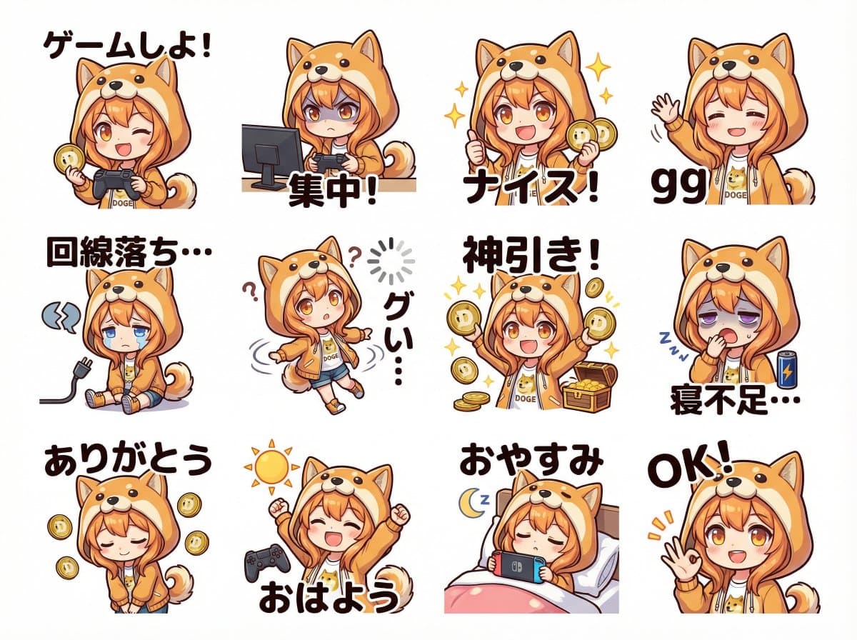 Cute Shima-enaga LINE sticker set — example 1