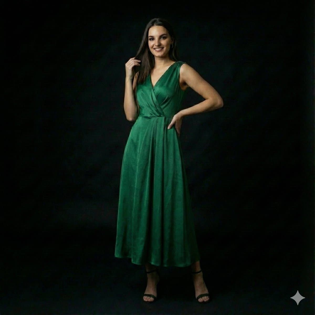 High-End Fashion Editorial Portrait on Black Background — example 3