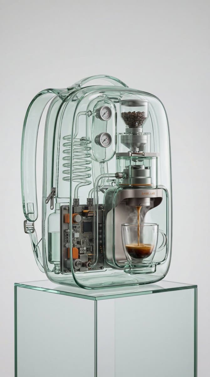 Recontextualized Backpack Espresso Machine Concept Prompt — example 1