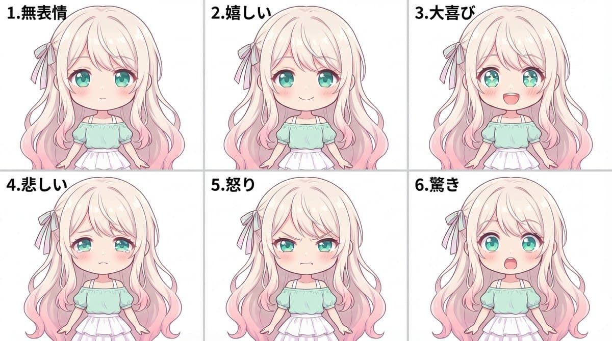 Character Expression Sheet Generation (Anime Style) — example 1