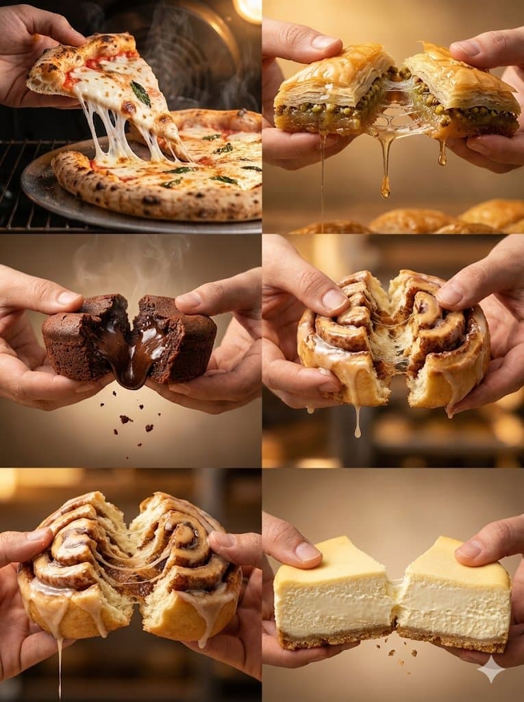 Food Action Photography Series Prompt (Cheese Pull, Syrup Drip) — example 1