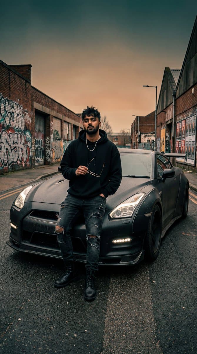 Grunge Street Photography Portrait with a Sports Car — example 1