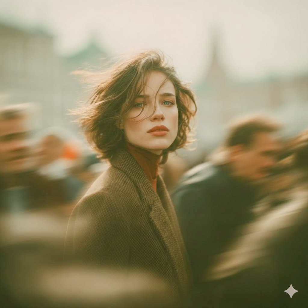 Cinematic Street Portrait with Motion Blur Prompt — example 1