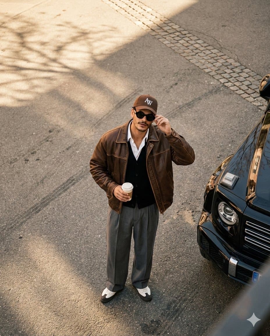 High-Angle Editorial Street-Style Photo — example 1