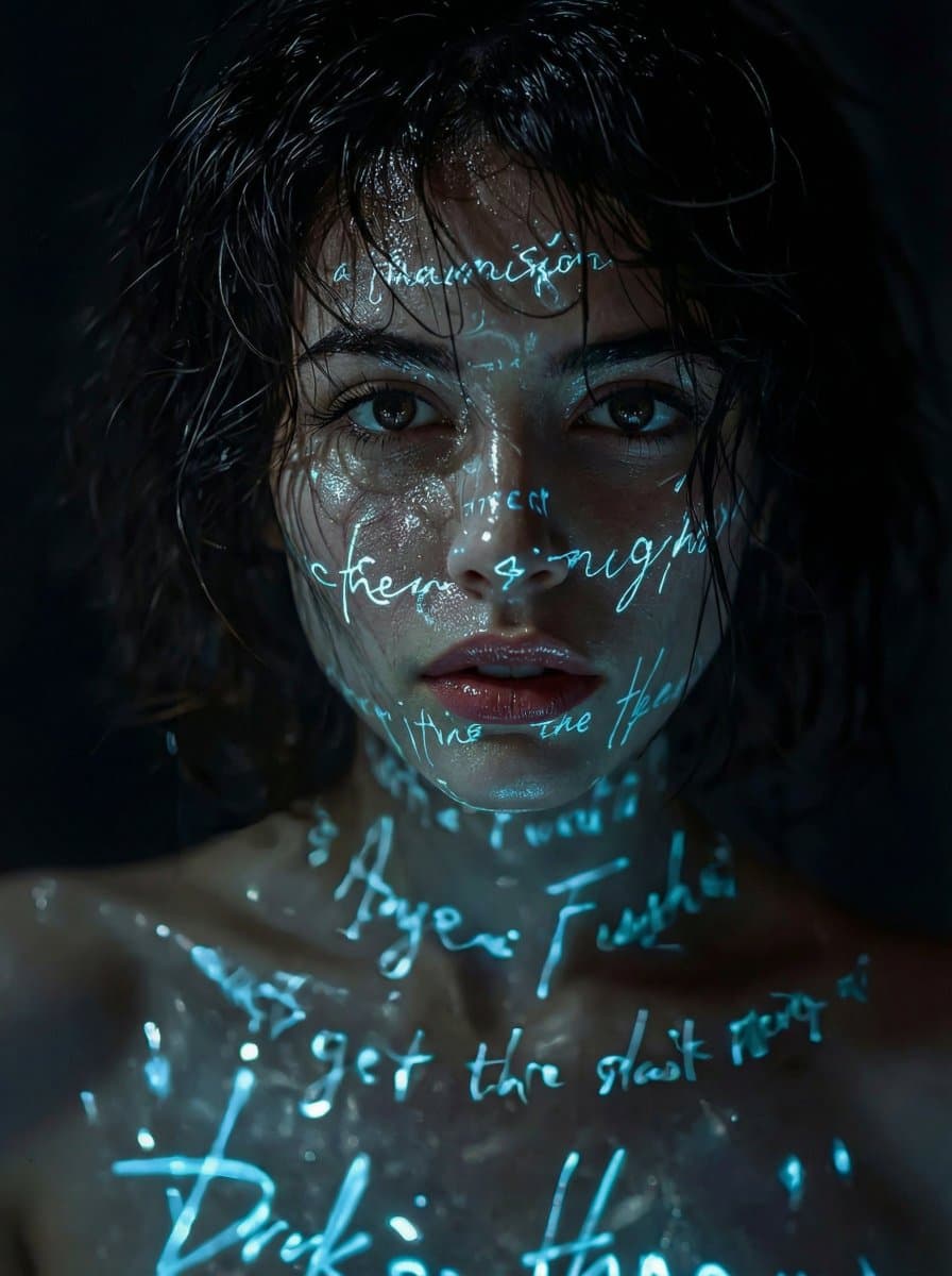 Cyber-Poetic Futuristic Noir Portrait — example 1