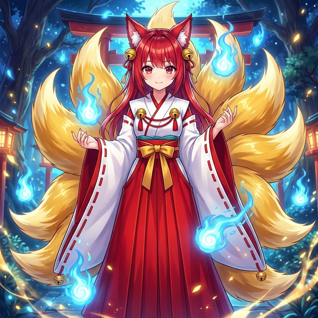 Transforming into a Nine-Tailed Fox (Kitsune) — example 1