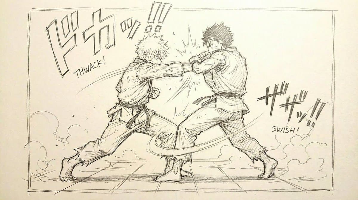 Varied Combat Scene Rough Sketch Prompt — example 2