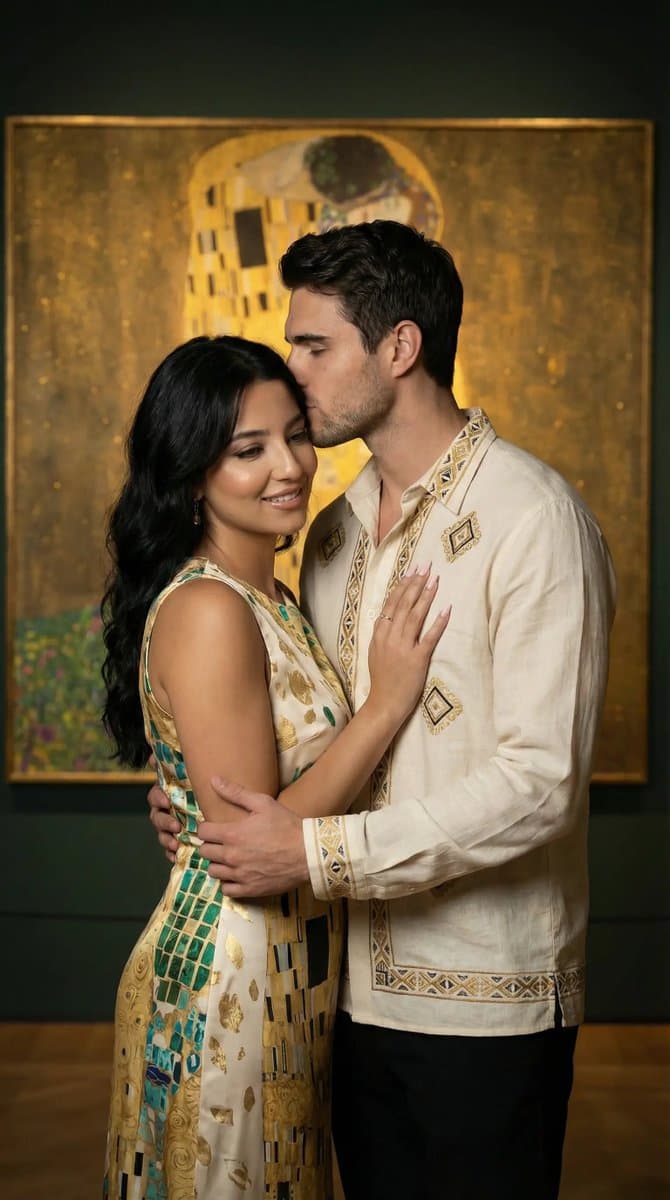 Klimt-Inspired Fine Art Editorial Portrait (JSON) — example 1