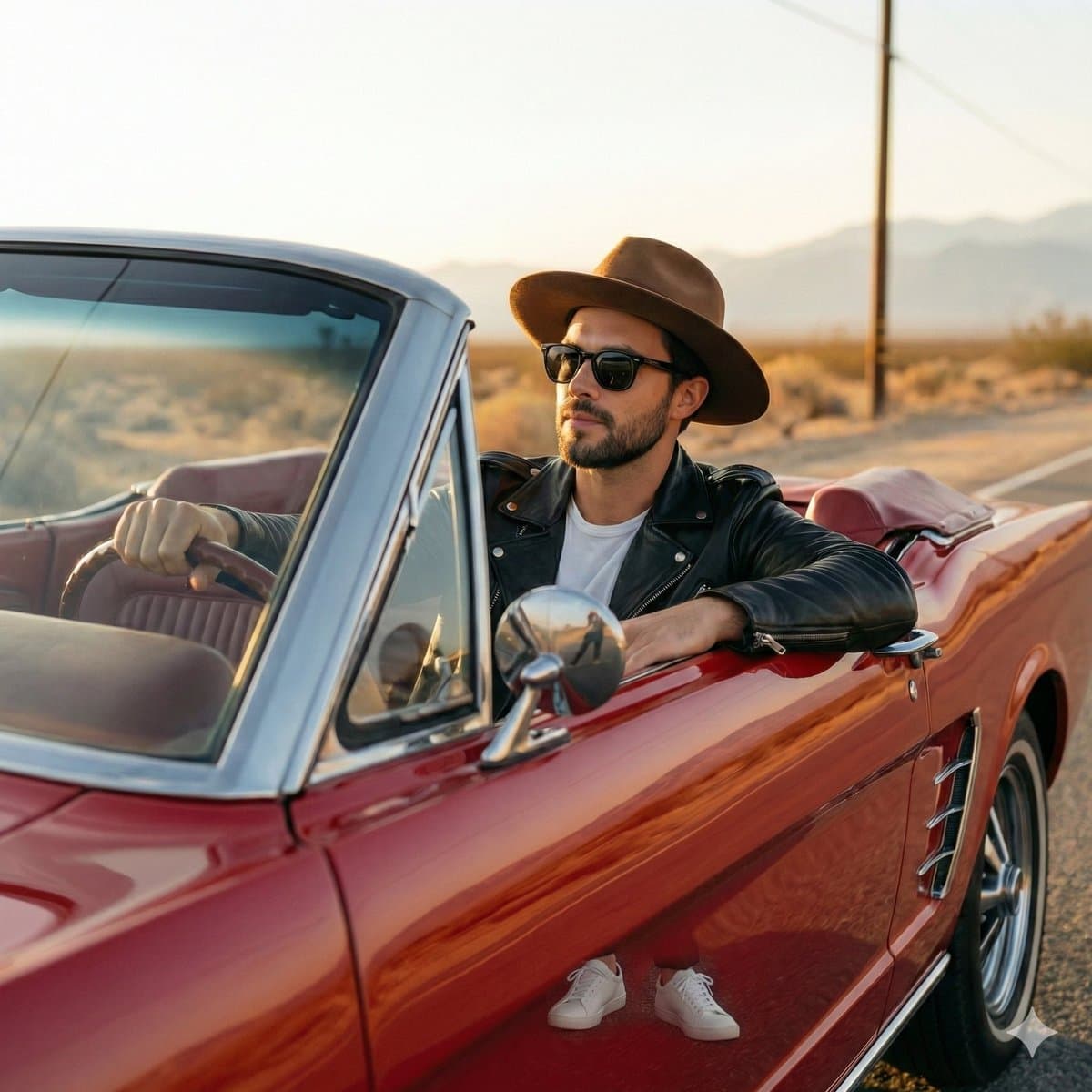 Retro Americana Fashion Portrait with Vintage Car